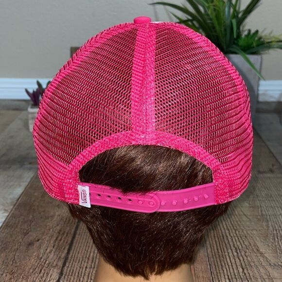 Vans Off The Wall Classic Patch Pink Snapback Mesh Trucker Hat Cap - Picture 3 of 6